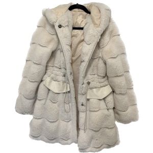 White Fluffy Faux Fur Coat